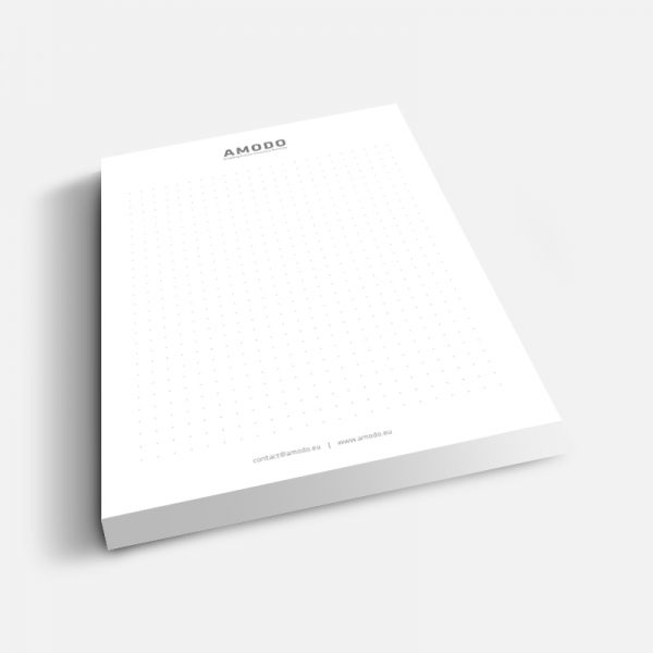 Amodo, A5, 100 lista, tisak listova 1/0, ljepljeno u zaglavlju Amodo, A5, 100 lista, tisak listova 1/0, ljepljeno u zaglavlju