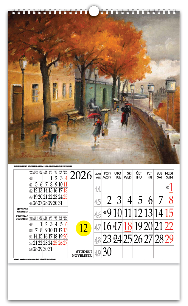 Rotacijski zidni kalendar - "Katarina Henc Zagreb" - Slika 3