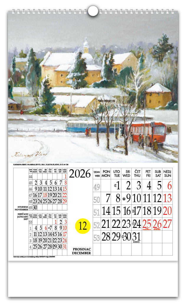 Rotacijski zidni kalendar - "Katarina Henc Zagreb"