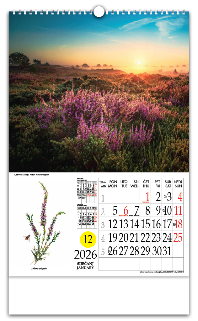 Rotacijski zidni kalendar - "Ljekovito bilje"