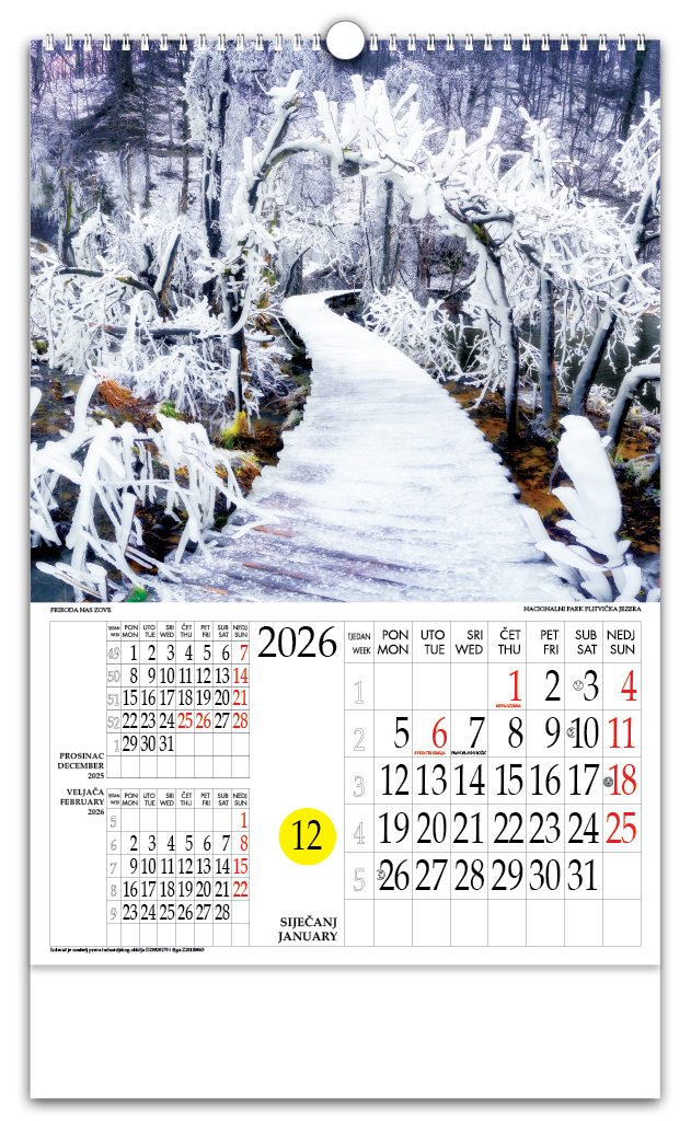 Rotacijski zidni kalendar - "Priroda nas zove"