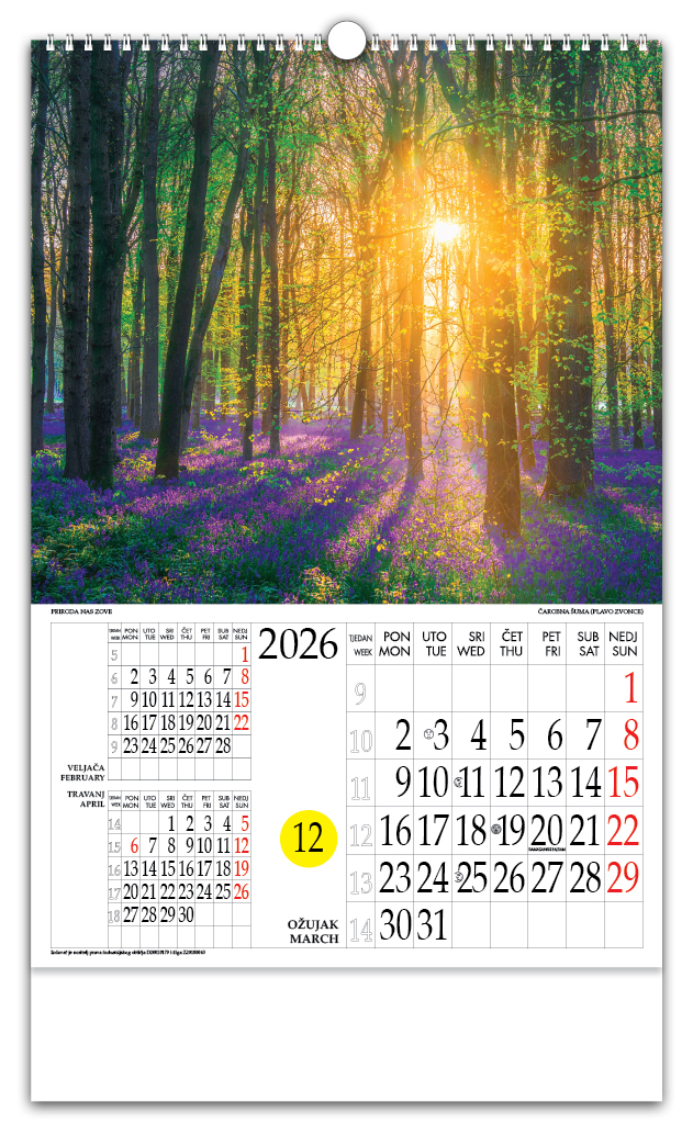 Rotacijski zidni kalendar - "Priroda nas zove" - Slika 4