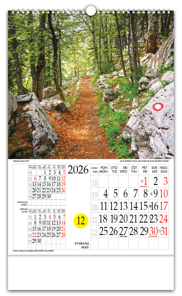 Rotacijski zidni kalendar - "Priroda nas zove" - Slika 6