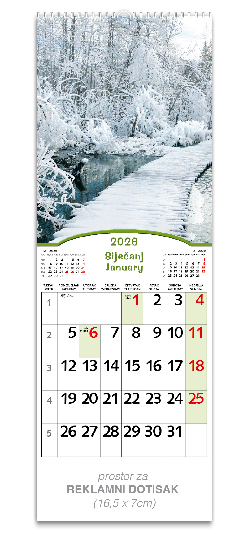 Uski zidni kalendar "Čarobna Hrvatska" - Slika 2