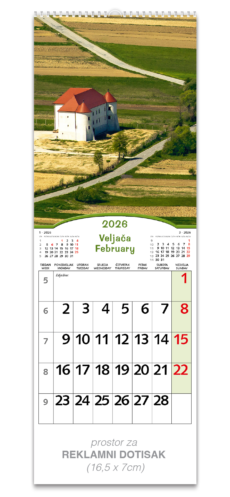 Uski zidni kalendar "Čarobna Hrvatska" - Slika 3