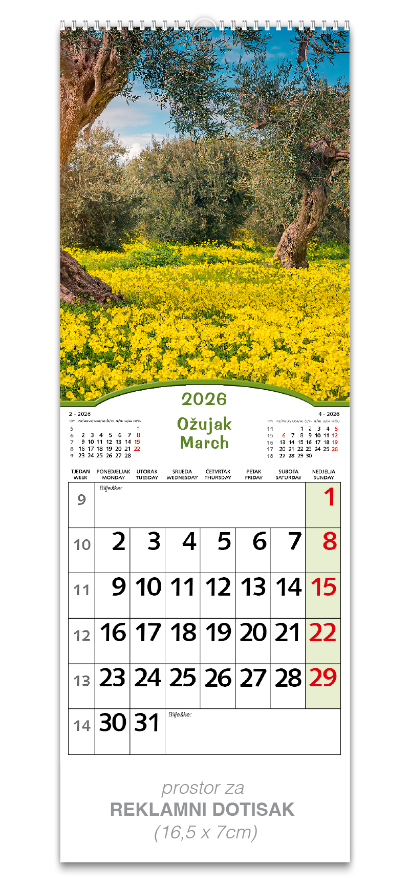 Uski zidni kalendar "Čarobna Hrvatska" - Slika 4