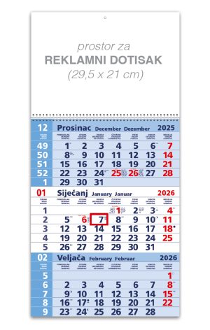 Trodjelni plavi kalendar spirala