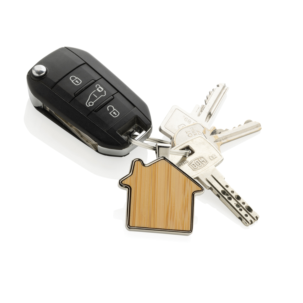 RCS recycled zinc alloy house keychain with bamboo - Slika 4