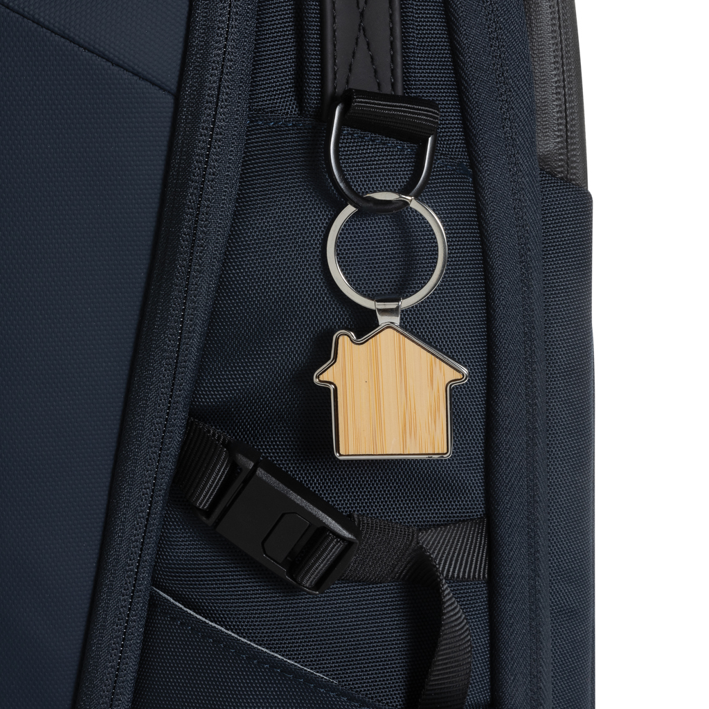 RCS recycled zinc alloy house keychain with bamboo - Slika 5