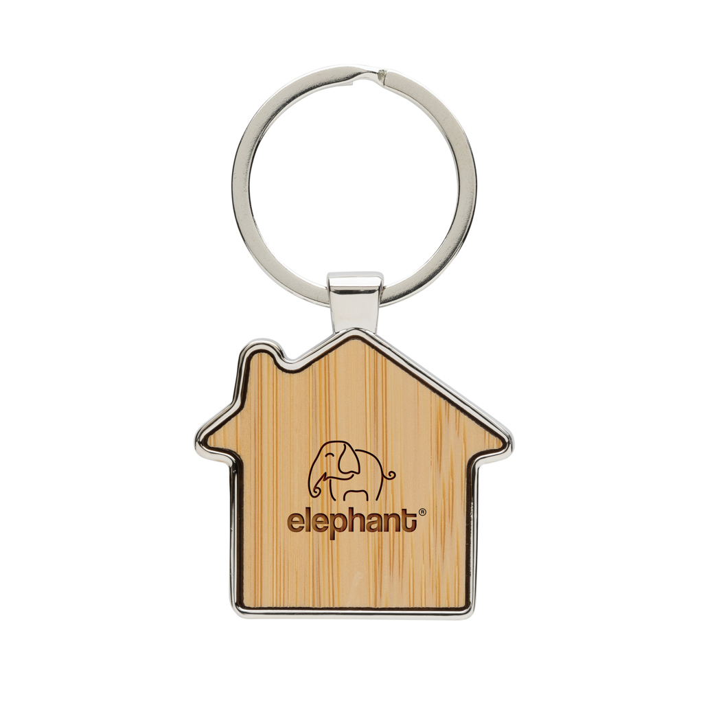 RCS recycled zinc alloy house keychain with bamboo - Slika 6