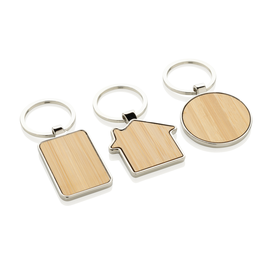 RCS recycled zinc alloy house keychain with bamboo - Slika 7