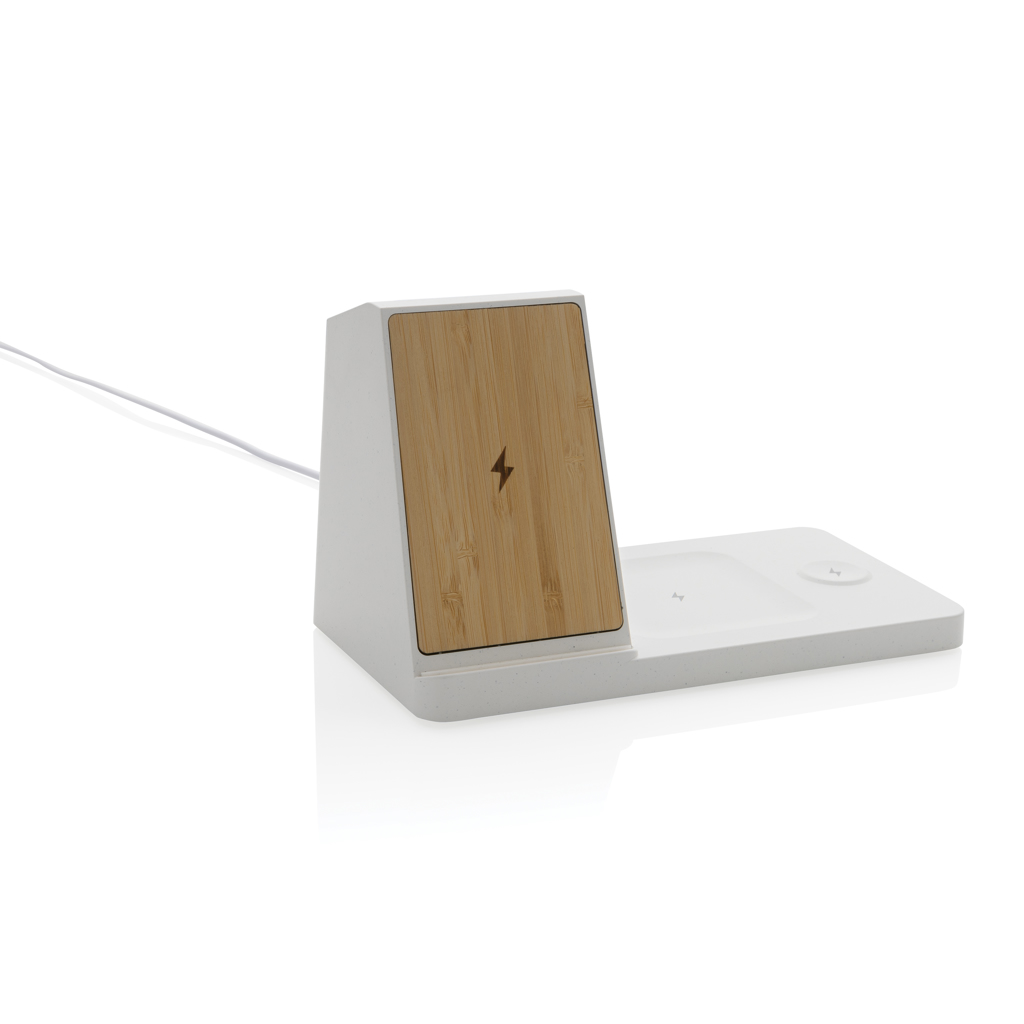 Ontario recycled plastic & bamboo 3-in-1 wireless charger - Slika 2