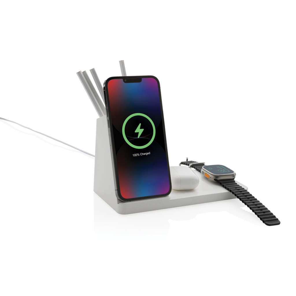 Ontario recycled plastic & bamboo 3-in-1 wireless charger - Slika 3