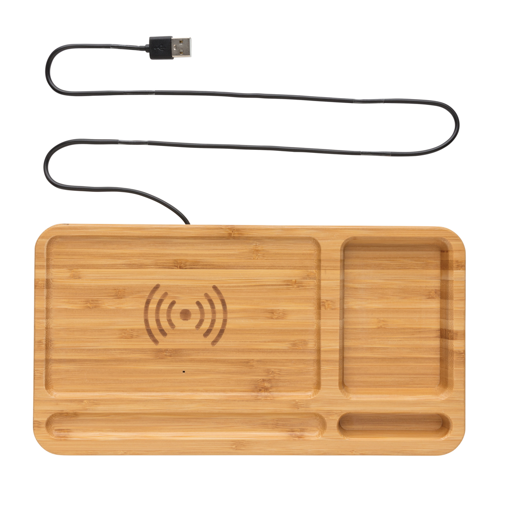 Bamboo desk organiser 5W wireless charger - Slika 3