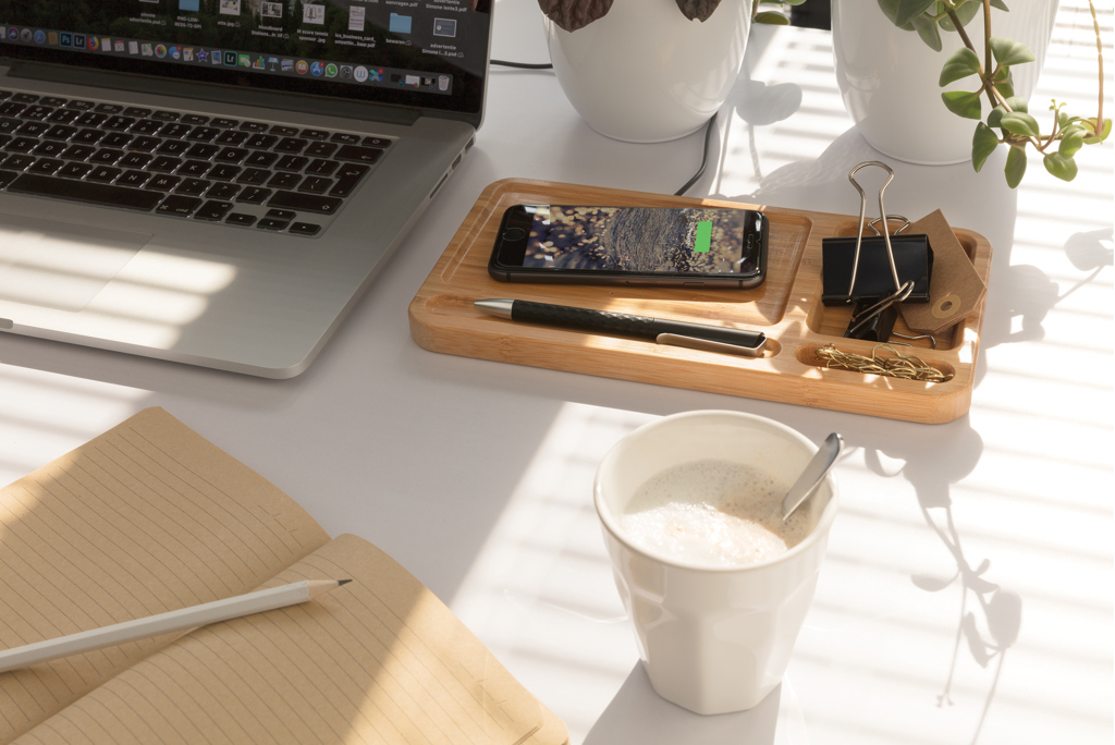 Bamboo desk organiser 5W wireless charger - Slika 7