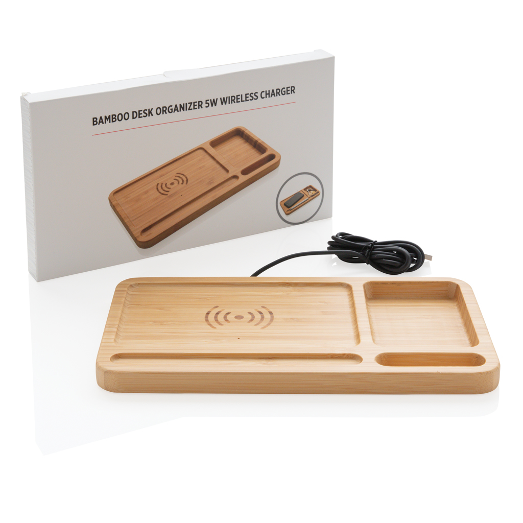 Bamboo desk organiser 5W wireless charger - Slika 10