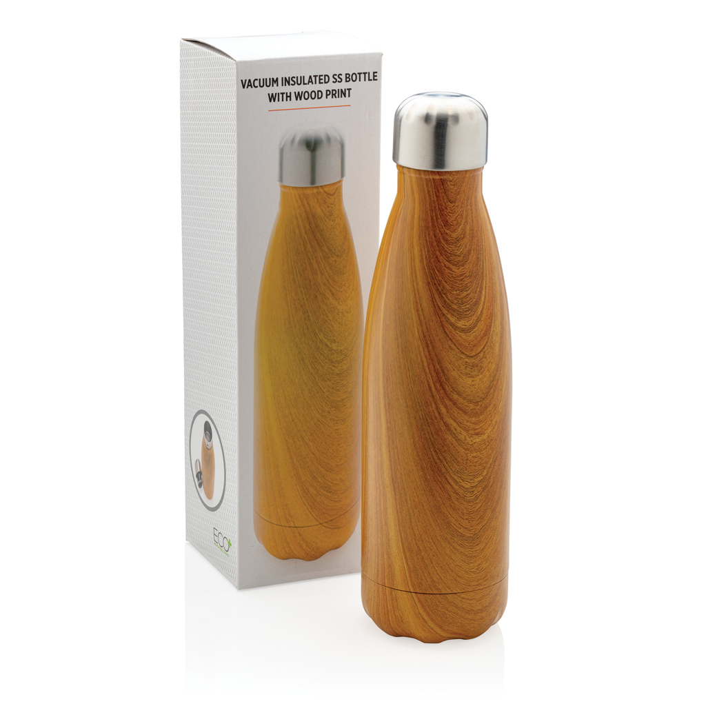 Vacuum insulated stainless steel bottle with wood print - Slika 9