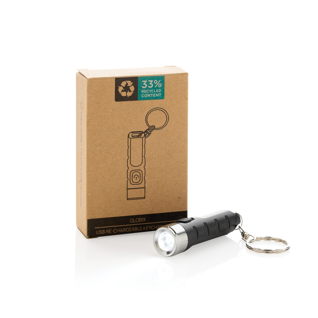 Globix RCS recycled plastic USB re-chargeable keychain torch - Slika 9
