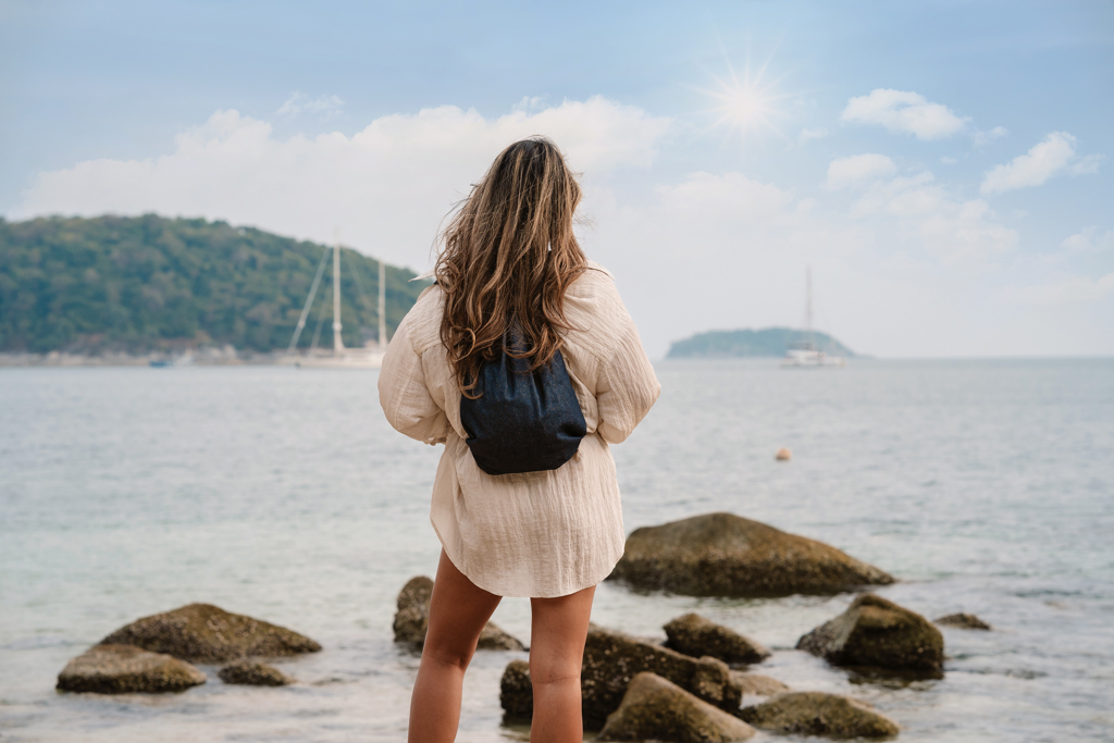 Impact AWARE™ recycled denim drawstring backpack - Slika 7