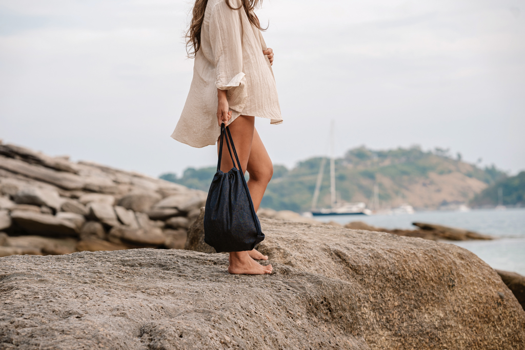 Impact AWARE™ recycled denim drawstring backpack - Slika 8