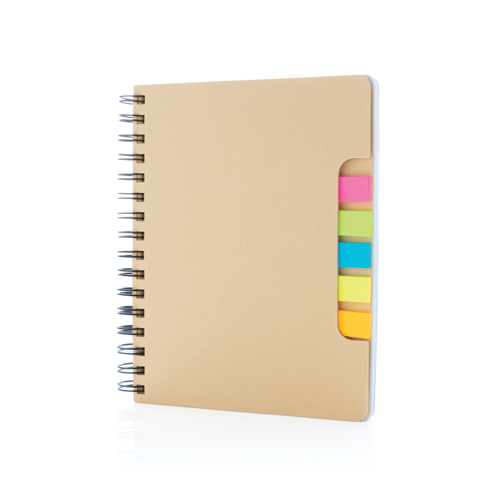 A5 Kraft spiral notebook with sticky notes, brown - Slika 2
