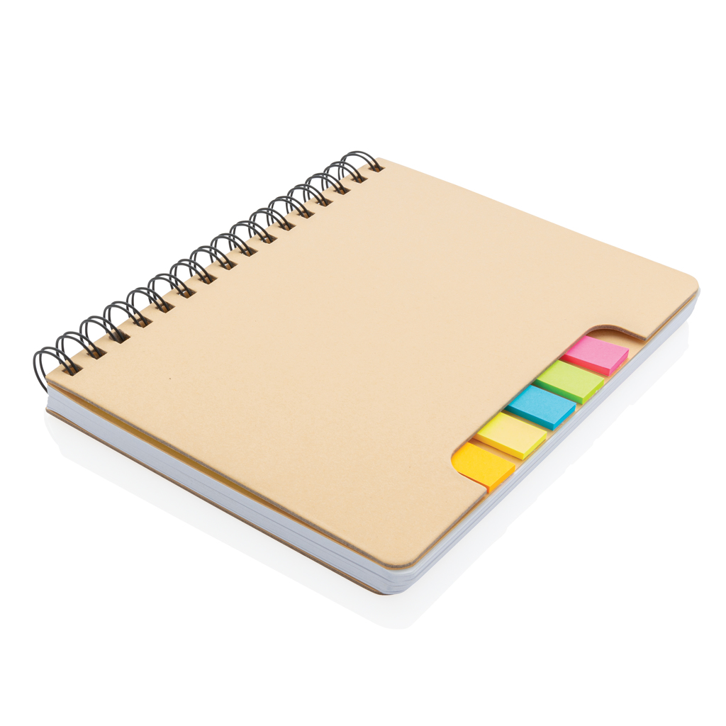 A5 Kraft spiral notebook with sticky notes, brown - Slika 3