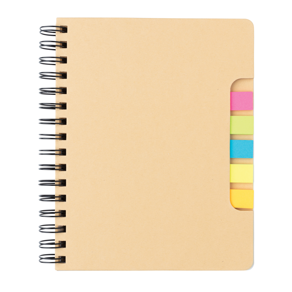A5 Kraft spiral notebook with sticky notes, brown - Slika 6