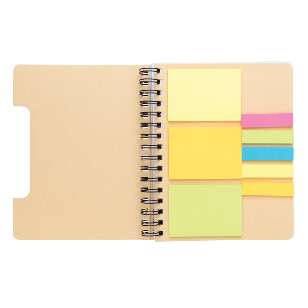 A5 Kraft spiral notebook with sticky notes, brown - Slika 7