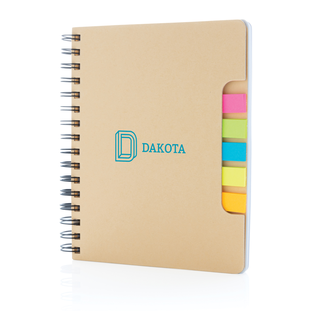 A5 Kraft spiral notebook with sticky notes, brown - Slika 9