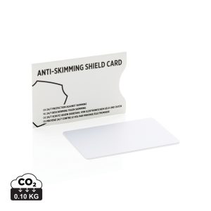 Anti-skimming RFID shield card with active jamming chip, whi